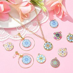 40Pcs 8 Style Alloy Printed Pendants&nbsp;PALLOY-SZ0001-34