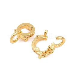 Brass Micro Pave Clear Cubic Zirconia Twister Clasps&nbsp;KK-H533-07G