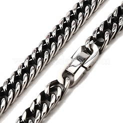304 Stainless Steel Cuban Link Chain Necklace&nbsp;NJEW-P288-01B-AS-1