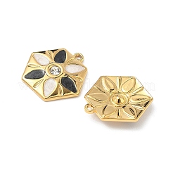 304 Stainless Steel Enamel Rhinestone Flower Pendants&nbsp;STAS-U057-04G-01A
