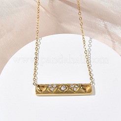 304 Stainless Steel Rhinestone Pendant Necklaces for Women&nbsp;NJEW-B150-01G-01