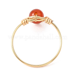 Natural Gemstone Round Braided Bead Finger Rings for Women&nbsp;RJEW-JR00953-01