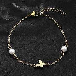 304 Stainless Steel Butterfly Link Bracelets&nbsp;BJEW-C098-01C-G