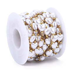 ABS Plastic Pearl Heart Beaded Chains&nbsp;CHS-N003-11