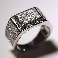 Brass Micro Pave Clear Cubic Zirconia Finger Rings for Men&nbsp;FS-WG7CCB6-03
