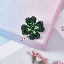 Cubic Zirconia Clover Brooch Pin&nbsp;JBR105A