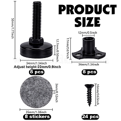 8Pcs Adjustable Carbon Steel Furniture Legs&nbsp;AJEW-WA0003-31