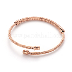 304 Stainless Steel Torque Bangle Sets&nbsp;BJEW-L642-12