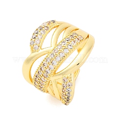 Brass Micro Pave Clear Cubic Zirconia Cuff Rings&nbsp;RJEW-U047-13G