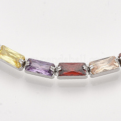 Adjustable Brass Cubic Zirconia Slider Bracelets&nbsp;BJEW-S142-01B-P