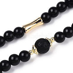 Natural Gold Obsidian & Limestine & Obsidian & Black Agate & Brass Mobile Phone Straps&nbsp;HJEW-N003-02