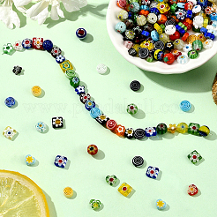 180Pcs 6 Styles Handmade Millefiori Glass Bead Strands&nbsp;LAMP-LT0001-07