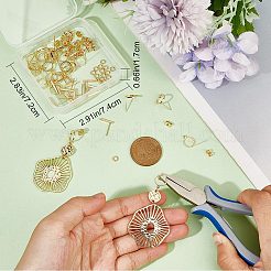 60Pcs 2 Styles Ring & Rectangle Shape Brass Stud Earring Findings&nbsp;DIY-CN0002-59