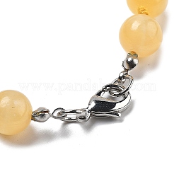 10mm Round Natural Yellow Jade Beaded Necklaces&nbsp;NJEW-F327-02B-04