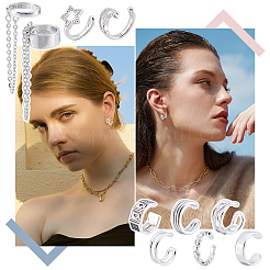 2Pairs 2 Styles 925 Sterling Silver Cuff Earrings&nbsp;EJEW-UN0002-84