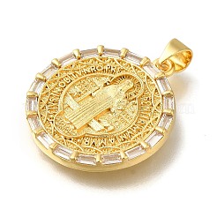 Rack Plating Brass with Cubic Zirconia Pendants&nbsp;KK-Z086-33G-13