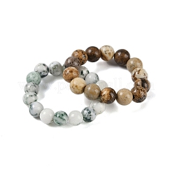 Round Natural & Synthetic Gemstone Beads Stretch Rings for Unisex&nbsp;G-C140-04