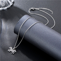 Horse Stainless Steel Pendant Necklaces&nbsp;PW-WG456C5-01