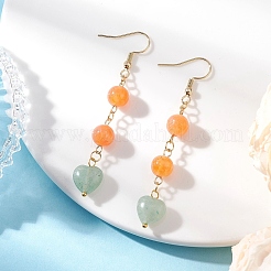 Natural Green Aventurine & Dyed Natural Malaysia Jade Dangle Earrings&nbsp;EJEW-JE06673-01