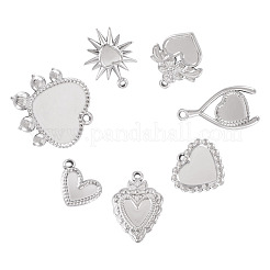 7Pcs 7 Styles 304 Stainless Steel Pendant Cabochon Settings&nbsp;STAS-TA0005-83