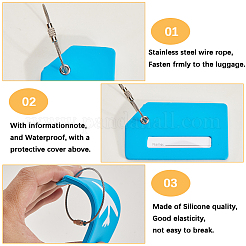 5Pcs 5 Colors Rectangle with Airplane Pattern Silicone Luggage Tag&nbsp;DIY-SP0002-77B