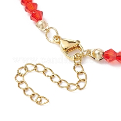 304 Stainless Steel Enamel Heart Pendant Necklace with Glass Beaded Chains&nbsp;NJEW-JN04465