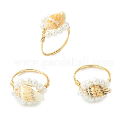 Natural Sea Shell Finger Rings&nbsp;RJEW-JR01058