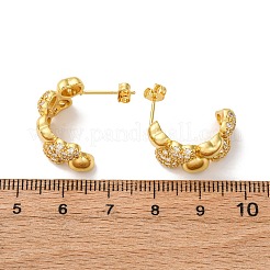 Brass Micro Pave Clear Cubic Zirconia Stud Earrings&nbsp;EJEW-D322-07G-02
