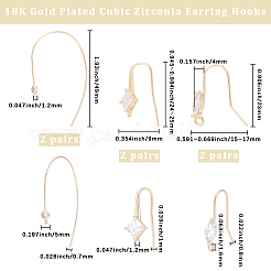 12Pcs 3 Styles Brass Earring Hooks&nbsp;ZIRC-BBC0003-18
