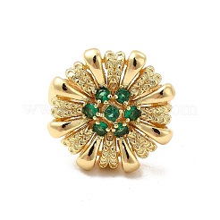 Cubic Zirconia Flower Open Cuff Ring&nbsp;RJEW-C055-05G