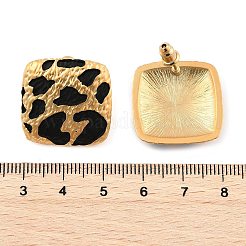 Leopard Print Brass Enamel Stud Earrings for Women&nbsp;EJEW-U055-15B-G