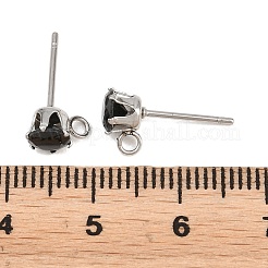 304 Stainless Steel Micro Pave Cubic Zirconia Stud Earring Findings&nbsp;STAS-H240-56P-11
