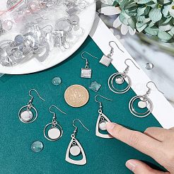 12 Pairs 4 Style Glass Blank Dome Dangle Earrings&nbsp;EJEW-UN0002-21