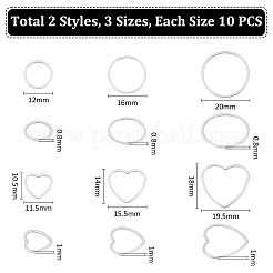 60Pcs 6 Styles 304 Stainless Steel Linking Ring&nbsp;STAS-UN0056-44