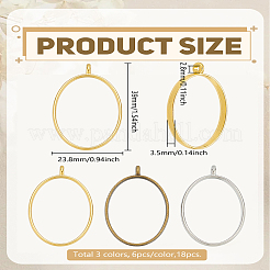 18Pcs 3 Colors Rack Plating Alloy Open Back Bezel Pendants&nbsp;FIND-LP0004-73