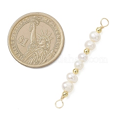 Natural Cultured Freshwater Pearl Potato and Brass Round Beaded Connector Charms&nbsp;PALLOY-JF04738