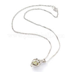Luminous Alloy Locket Heart Pendant Necklaces&nbsp;NJEW-F284-07A