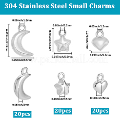 60Pcs 3 Styles 304 Stainless Steel Charms&nbsp;STAS-BBC0007-23