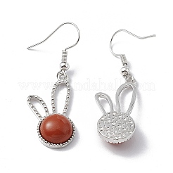 Gemstone Rabbit Dangle Earrings&nbsp;EJEW-A092-05P