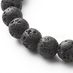 Natural Lava Rock Round Beads Stretch Bracelet&nbsp;BJEW-JB06832