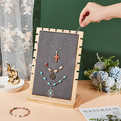 Wooden Slant Back Necklace Organizer Display Stands with Velvet Mat&nbsp;AJEW-WH0471-130A