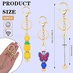16Pcs Alloy Bar Beadable Keychain for Jewelry Making DIY Crafts&nbsp;KEYC-SZ0001-16G