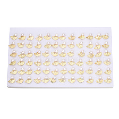 Brass Ginkgo Leaf & Natural Pearl Stud Earrings&nbsp;PEAR-N020-06F