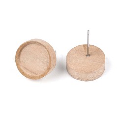 Natural Maple Wood Stud Earring Findings with 316 Stainless Steel Pin&nbsp;WOOD-N016-02