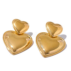 304 Stainless Steel Heart Dangle Stud Earrings&nbsp;IX1292-1