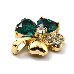 Rack Plating Brass Micro Pave Cubic Zirconia Pendants&nbsp;KK-D070-09G-05