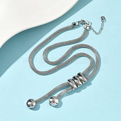 304 Stainless Steel Rectangle Lariat Necklaces&nbsp;NJEW-D333-02P