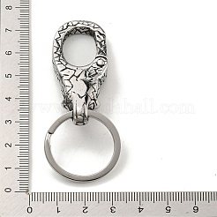 Tibetan Style 316 Surgical Stainless Steel Fittings with 304 Stainless Steel Key Ring&nbsp;FIND-Q101-08AS-01