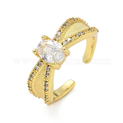 Brass Micro Pave Cubic Zirconia Cuff Open Rings&nbsp;RJEW-C163-06G