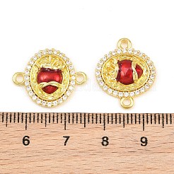 Brass Micro Pave Clear Cubic Zirconia Connector Charms&nbsp;CU-CBA5CB0-17G
